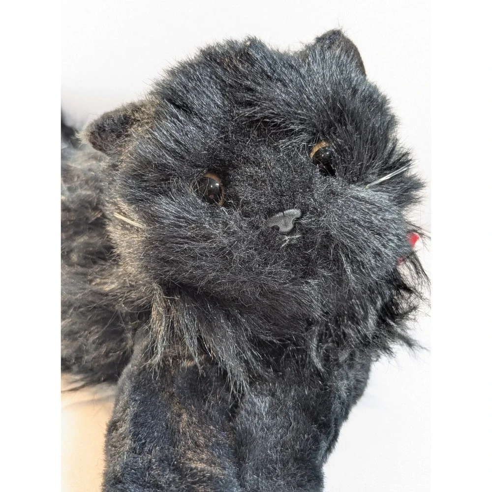 Black Cat Kitty Licorice Plush W/Red Ribbon Bow Ty Classic 1987 14
